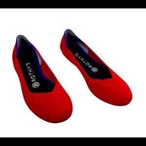 Size 9 Rothy’s red ballet flat with blue heel trim